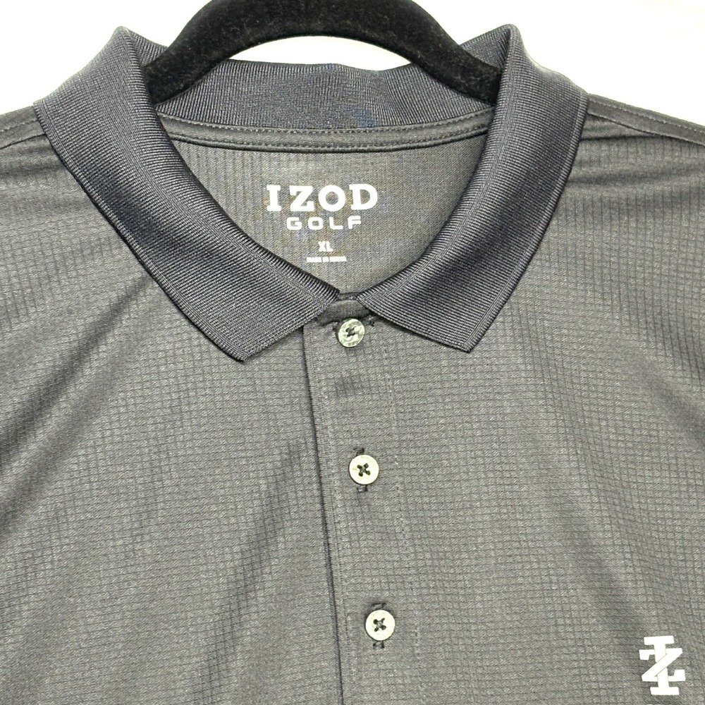 IZOD GOLF Performance Polo Men's Dark Gray Textured Polo Shirt XL Preppy - Picture 4 of 8